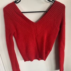 Soft off-shoulder red sweater
